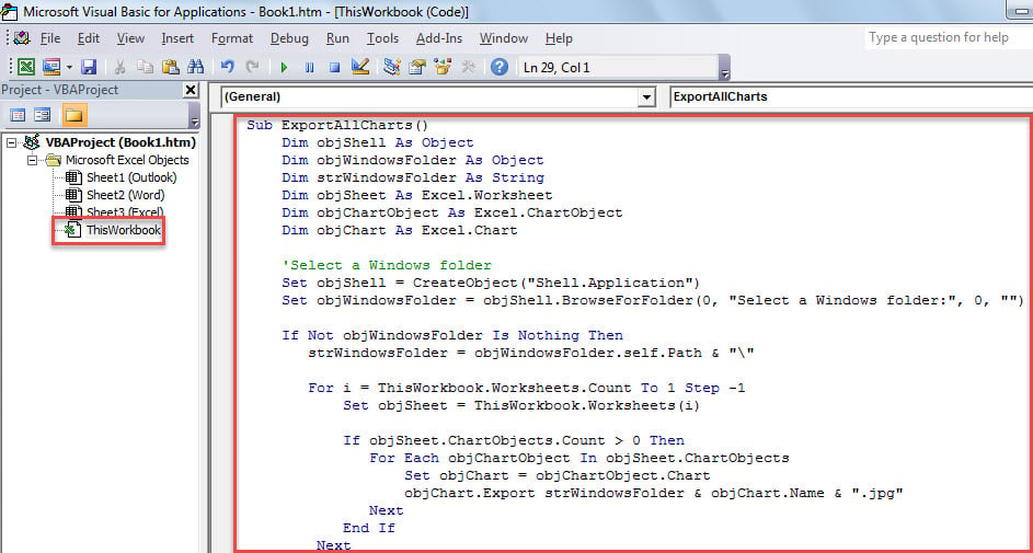 VBA代码-批量导出Excel工作簿中的所有图表到Windows文件夹