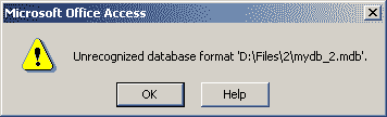 截图的错误信息“无法识别的数据库格式filename.mdb”