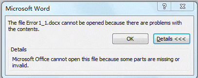 Microsoft Office无法打开此文件，因为某些部分缺失或无效。